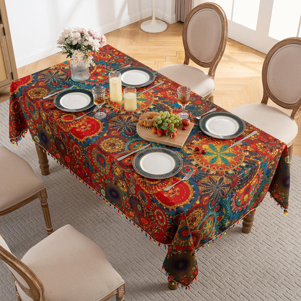 Bohemian Geometric Waterproof Rectangle Table Cloth 60x102inch