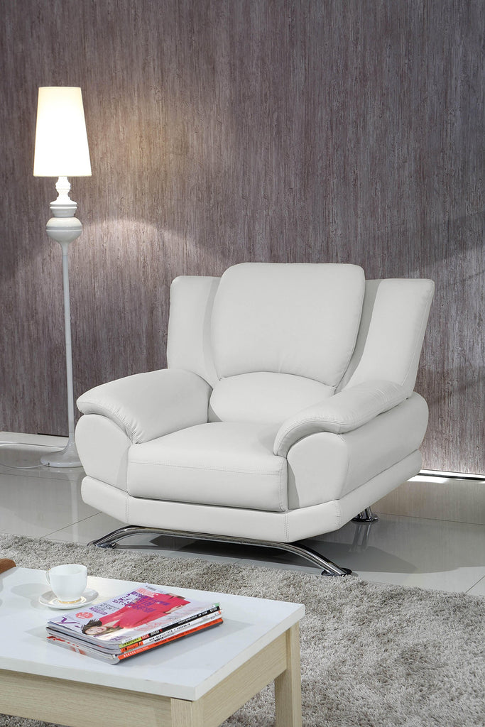 Milano Contemporary Leather Sofa Set (White)