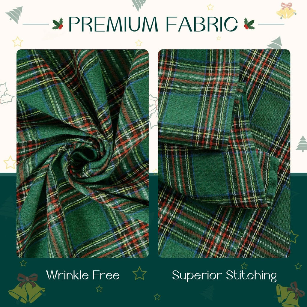 Christmas Plaid Ruffled Tablecloth Rectangle, 60x84 Inch Green