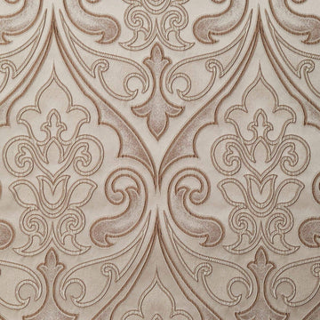57" Wide Damask Drapery Upholstery Jacquard Curtain Fabric Praline Color by The Yard