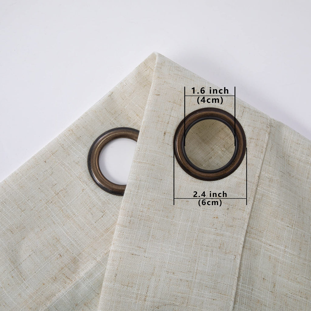 100 Inch Curtains 2 Panels, Boho Light Filtering Semi Sheer Linen Drapes, Oatmeal, 52" W X 100" L