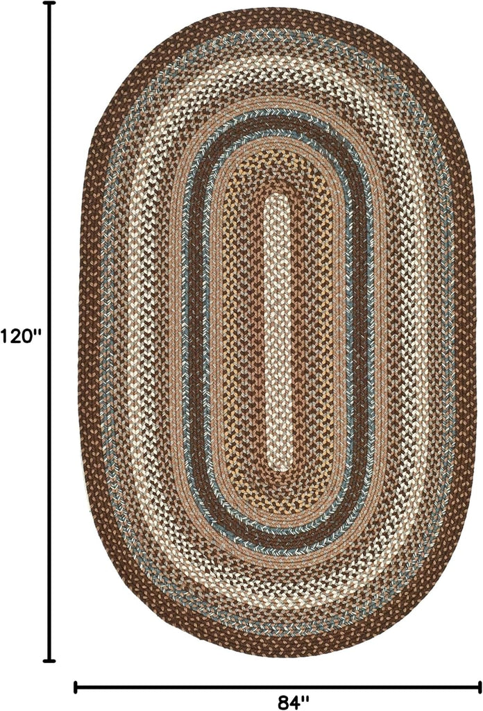 Braided Indoor/Outdoor Washable Oval Rug 7'x10', Brown BRD313A