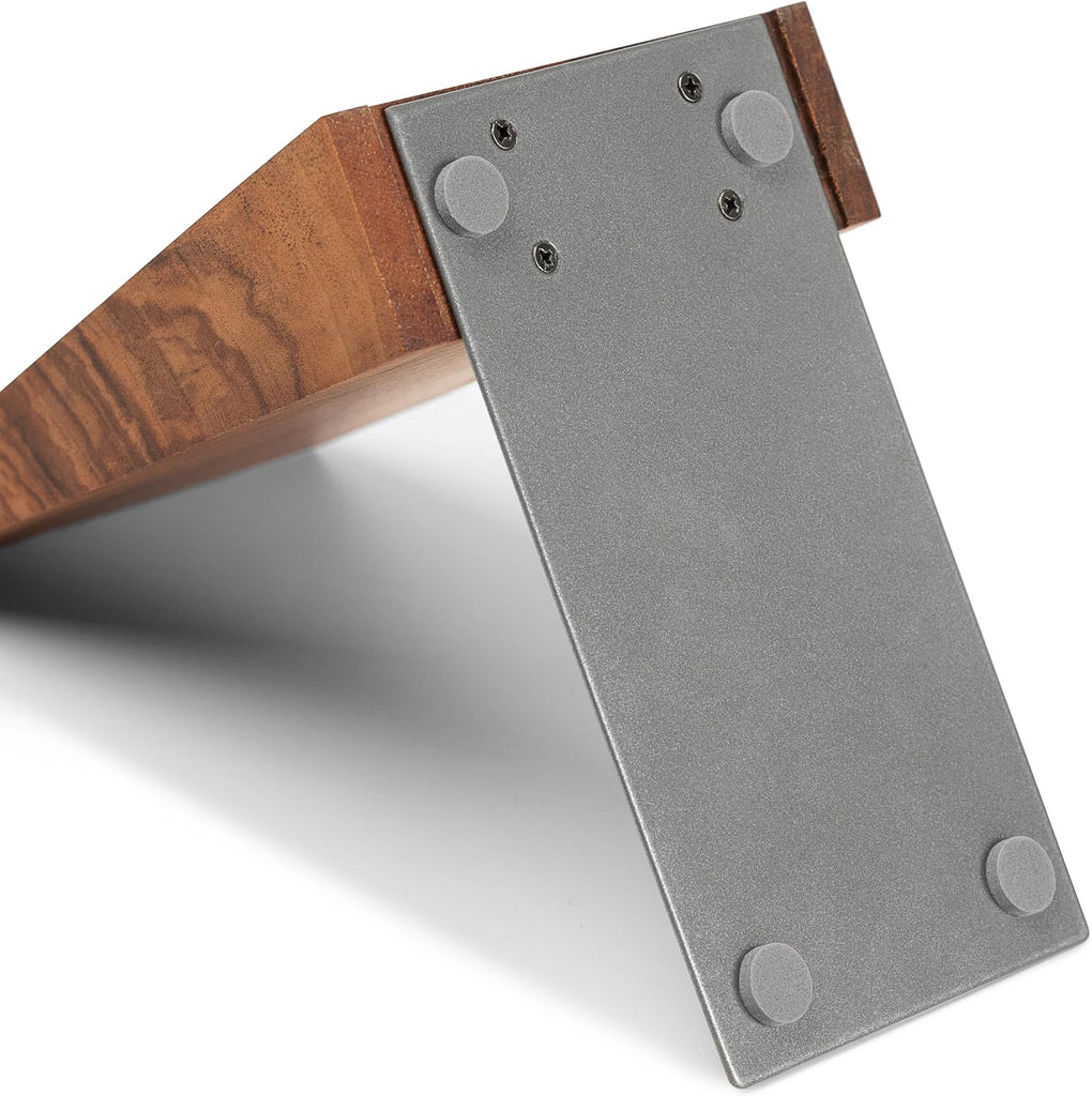 Book Ends for Shelves - Handmade Wooden Bookends with Metal Base, Walnut Tree - Sturdy Book Holders for Heavy Books