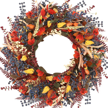 24" Fall Wreaths for Front Door, Fall Wreaths Lush Autumn Leaves & Berries
