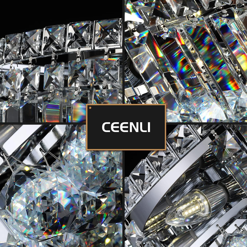 6-Lights Crystal Flush Mount Chandelier Light Fixture with K9 Crystals Modern Ceiling Lights Elegant Pendant Lamp for