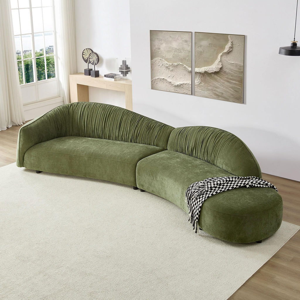 146" Oversized Upholstered Sectional Sofa with Right Chaise, Mid-Century Style 6-Seater Polyester Comfy Couch with