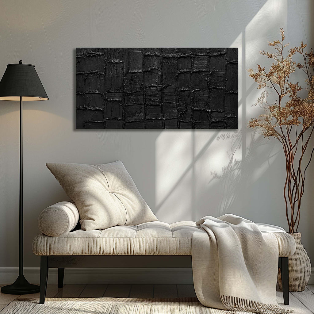Abstract Painting Wall Art Black Wall Decor Minimalist Wall Art Size 20 x 40 Inch
