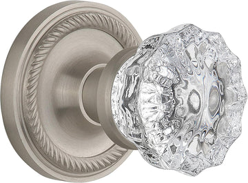 Rope Round Rosette with Crystal Door Knob