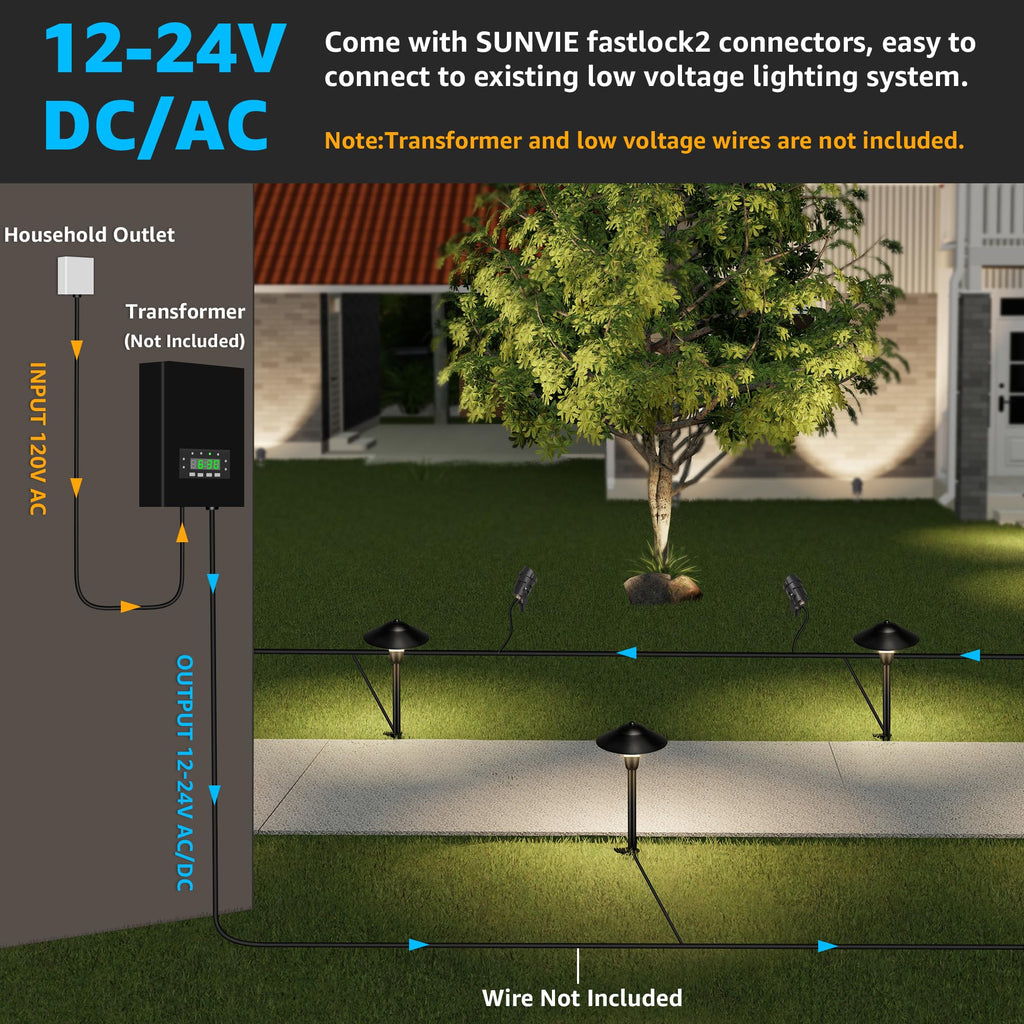 LED Low Voltage Landscape Lighting 12-24V Landscape Lighting Kit with Connectors Aluminum Pathway Lights Wired
