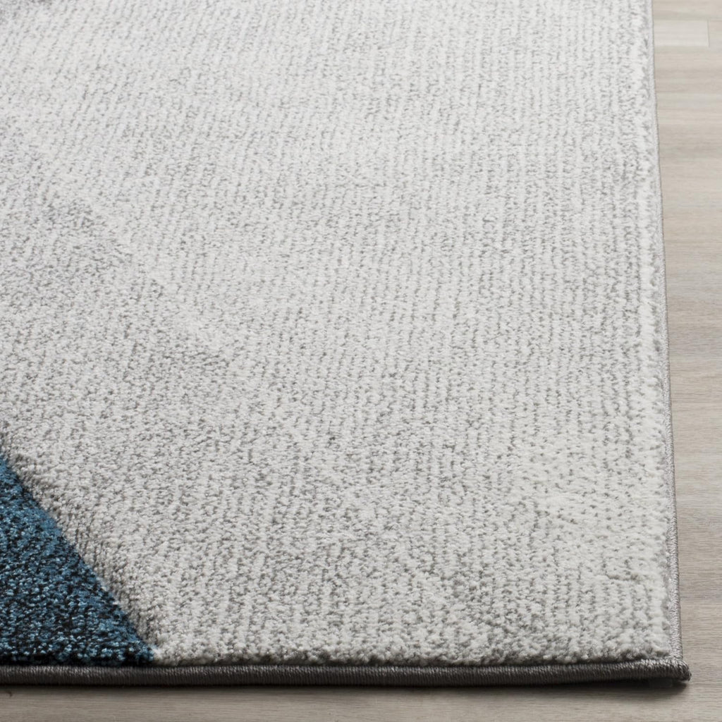 Hollywood Area Rug - 9' x 12', Grey & Teal, Mid-Century Modern Design, Non-Shedding & Easy Care