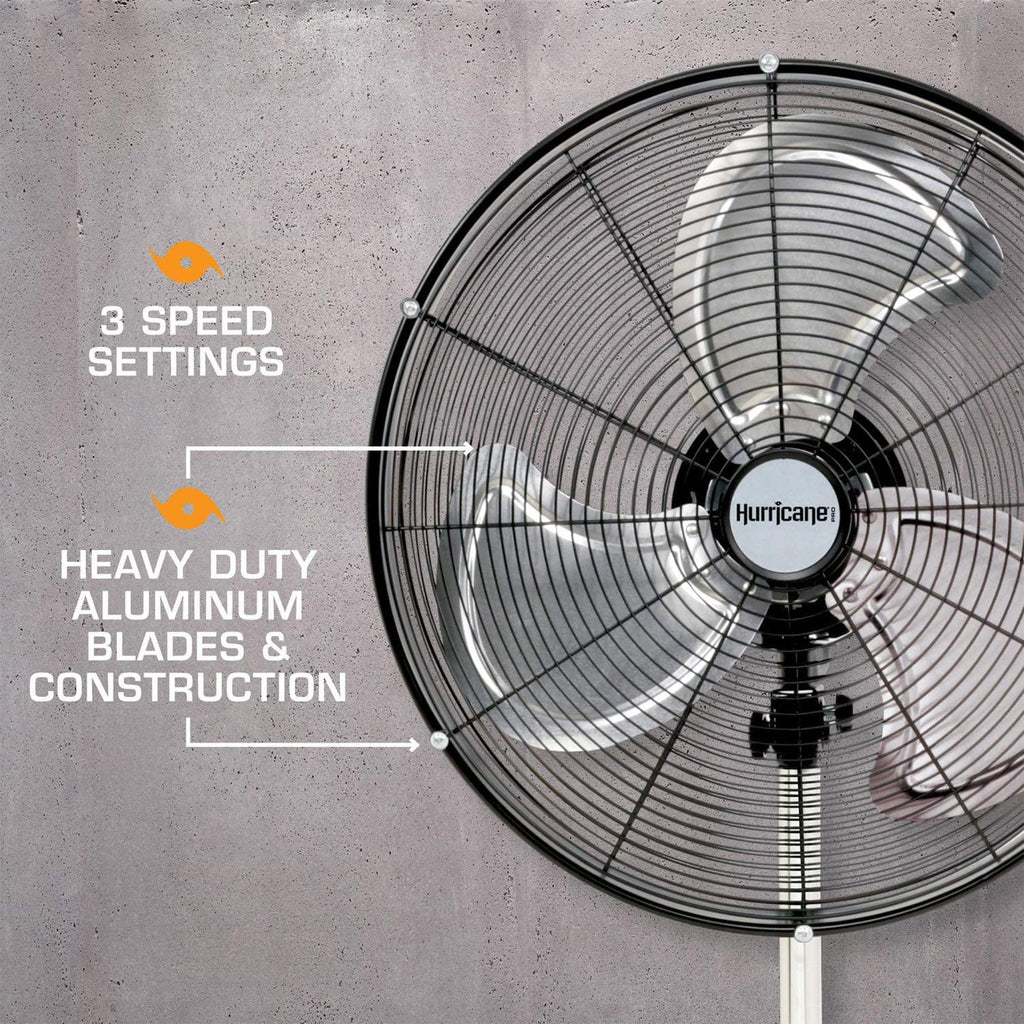 Pro High-Velocity Oscillating Metal Stand Fan, 3 Speeds, 20in
