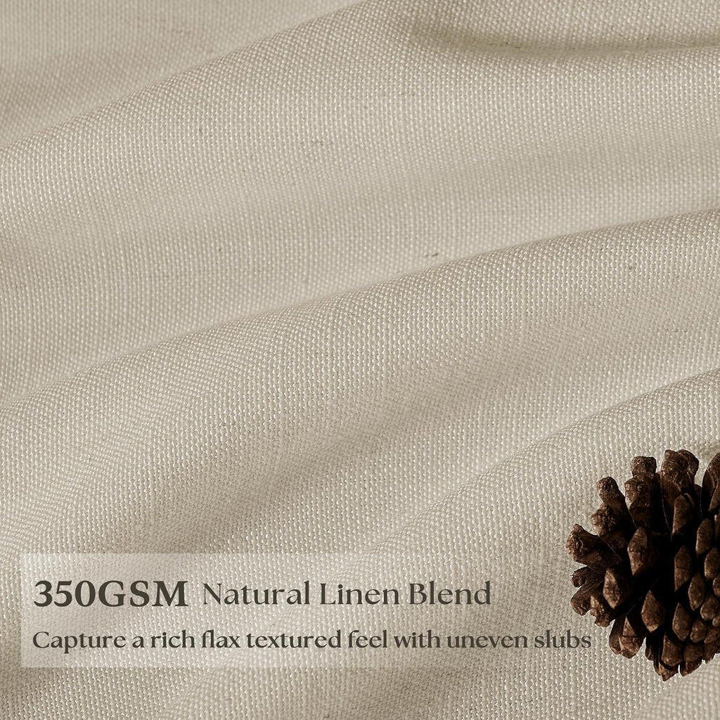 Neutral Linen Curtains 102 Inch Long Pinch Pleated 2 Panels for Living Room Light Filtering Semi Sheer Pinch Pleat