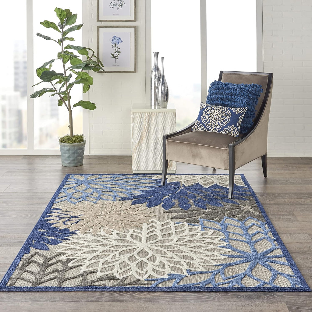 Home Aloha 5'3" x 7'5" Fabric Indoor/Outdoor Rug in Blue/Multi-Color