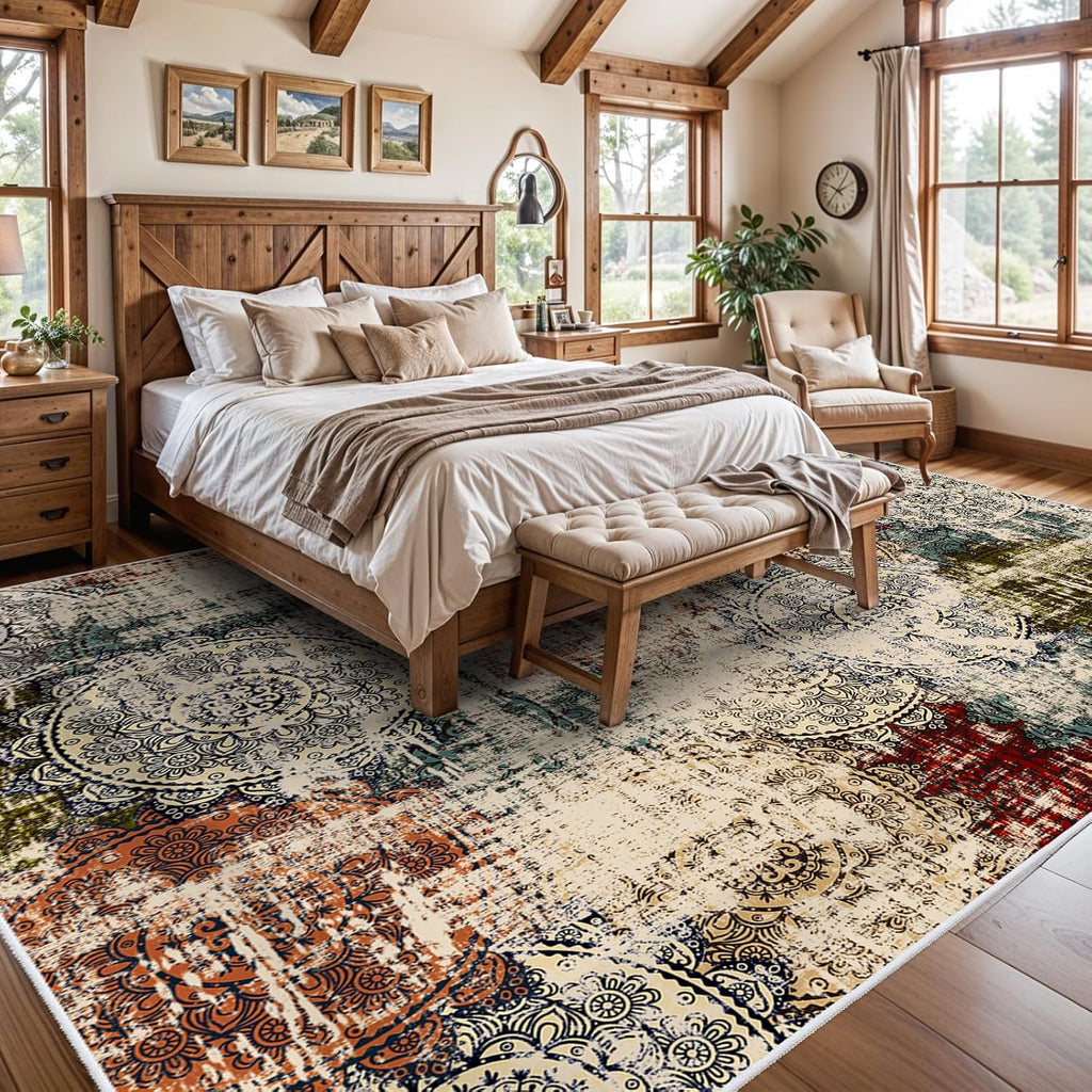 10x14 Living Room Area Rug - Modern Abstract Large Area Rugs Non-Slip Stain Resistant Carpets for Bedroom Soft Low