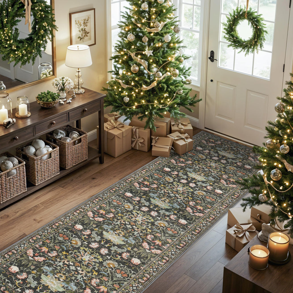 Washable 2x8 Hallway Runner Rug: Vintage Water-Resistant Kitchen Entryway Rug Ultra Soft Living Room Bedroom Carpet