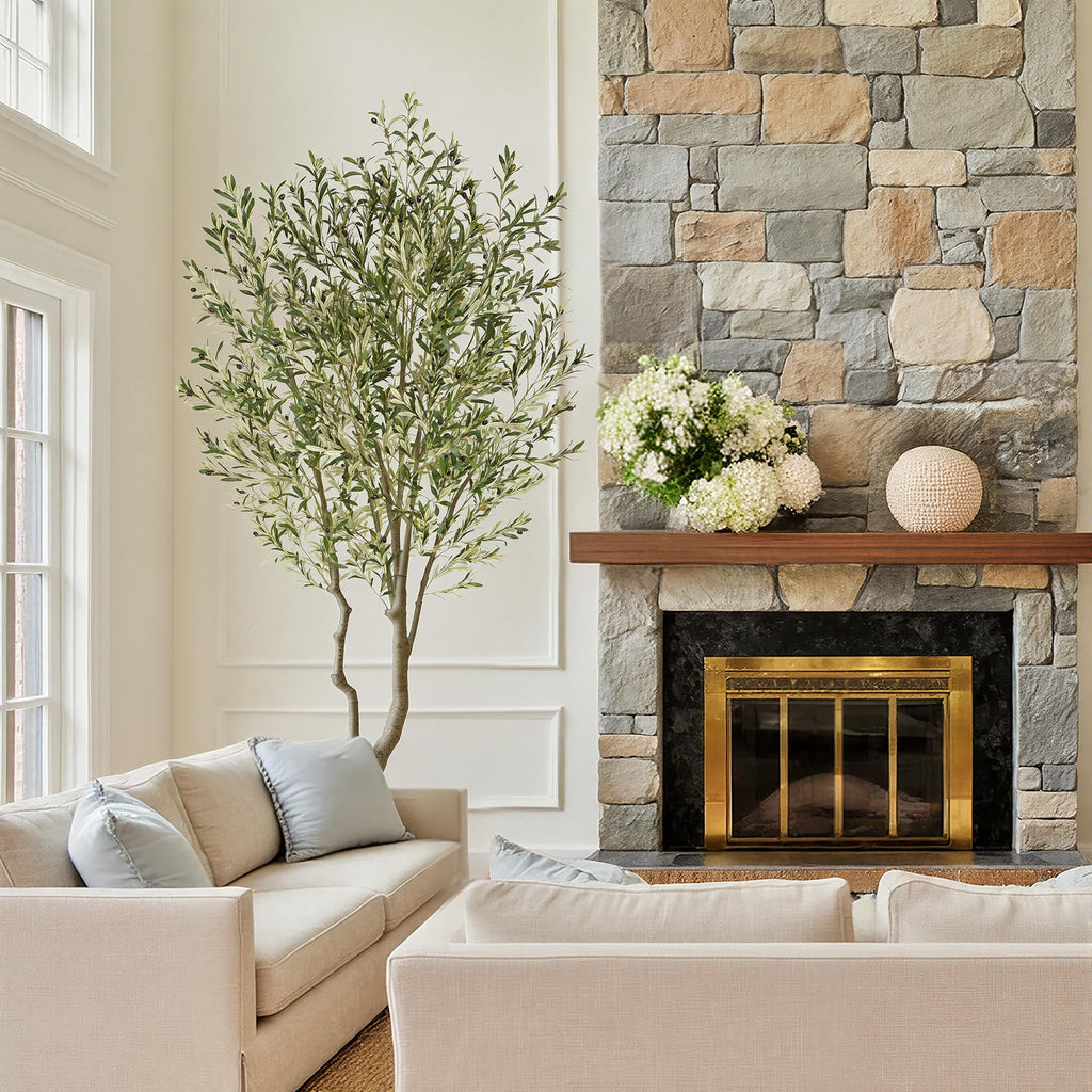 Majestic Faux Olive Tree 10ft - Artificial Olive Tree Indoor & Outdoor with Lifelike Leaves & Textured Branches