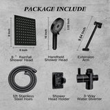 Shower Head, 8 inch Multifunction High Pressure Rain Shower Head with Handheld Spray Combo with 11'' Angle Adjustable