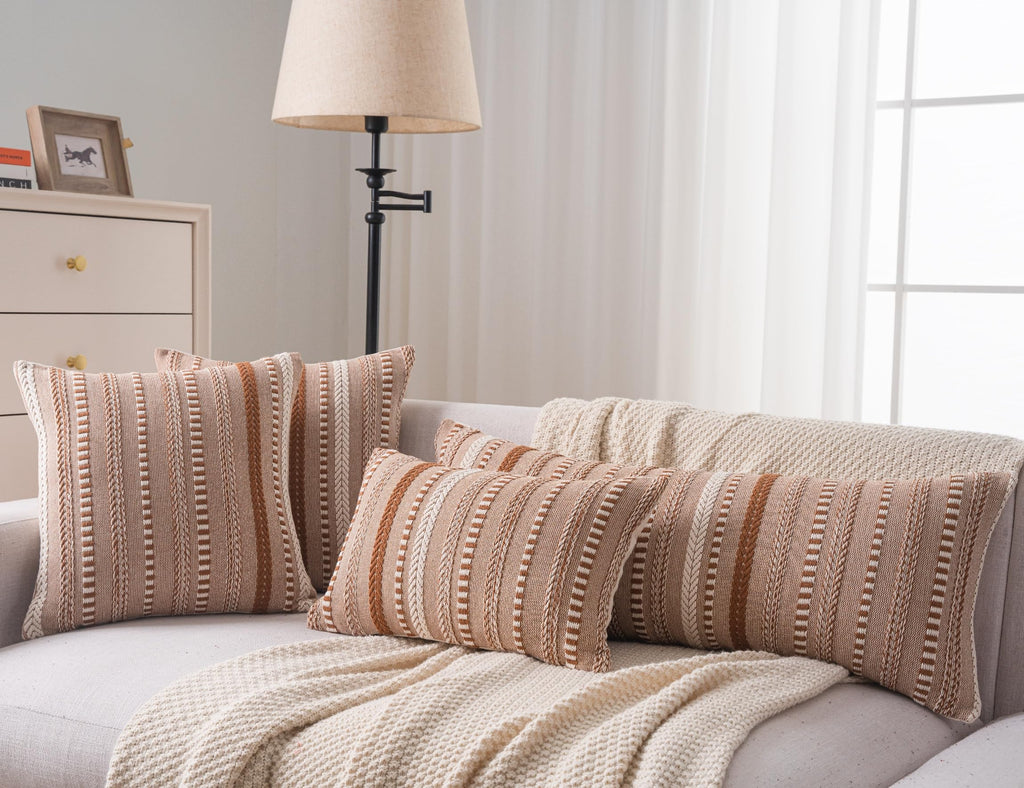 Boho Lumbar Pillow Covers 14x36 Long, Farmhouse Decorative Couch Pillow Cases, Brown Accent Pillows of Bed, Sofa