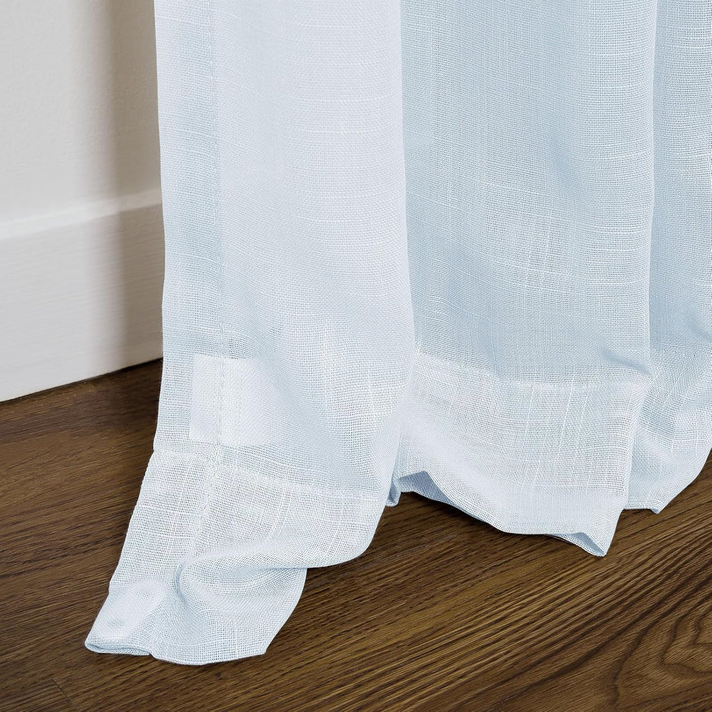 Baby Blue Pinch Pleated Sheer Curtains, 26" W x 63" L, 2 Panels