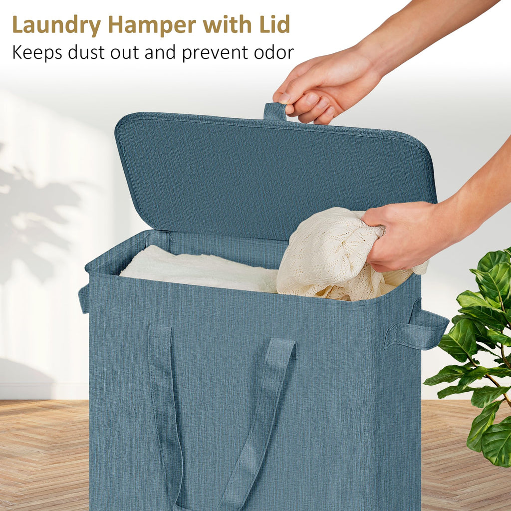 Slim Laundry Hamper with Lid Narrow Laundry Basket with Handles