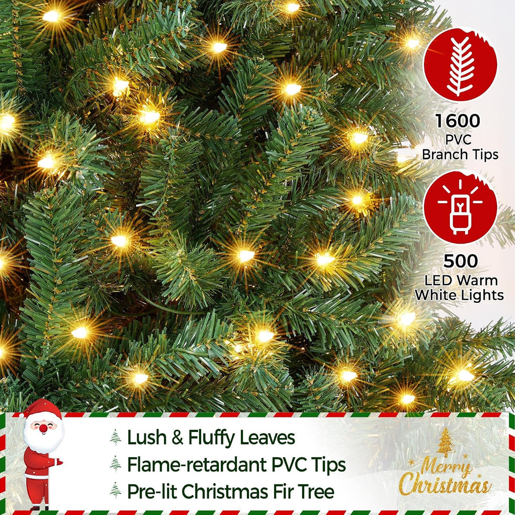 Pre-lit Pencil Artificial Christmas Tree, Green