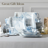 Dinnerware Sets for 6, 30 Piece Porcelain Plates and Bowls Sets, Square Dish Set with Dinner Plate and Bowl