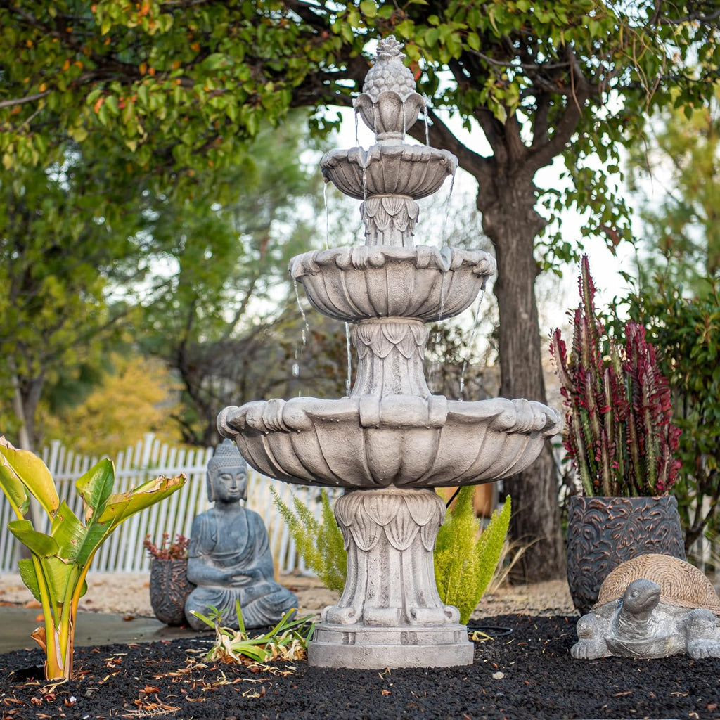 Outdoor Bird Bath Fountain 58.3" - 3-Tier Freestanding Water Fountain with Pump, Large Garden Patio Yard Décor