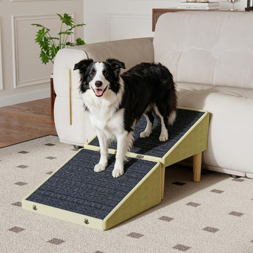 3-in-1 Dog Ramp Pet Stairs 18.5"x18.3"x18.1" with Hidden Storage Ottoman, Anti-Slip Steps for Small, Medium, Large