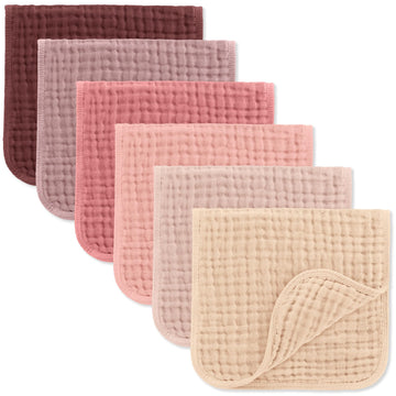 Muslin Burp Cloths 20x10" 6 Pack, Baby Burp Cloths - Multi Girl