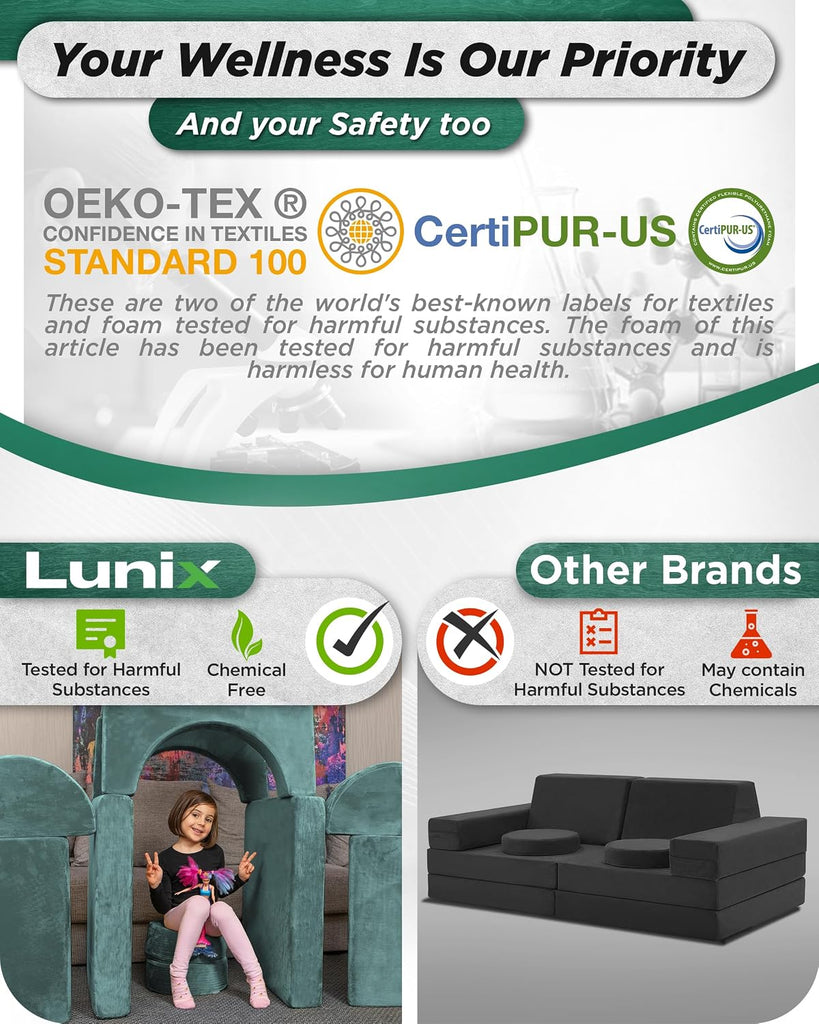 Modular Kids Play Couch, Piece Fort Building & Climbing Foam Set