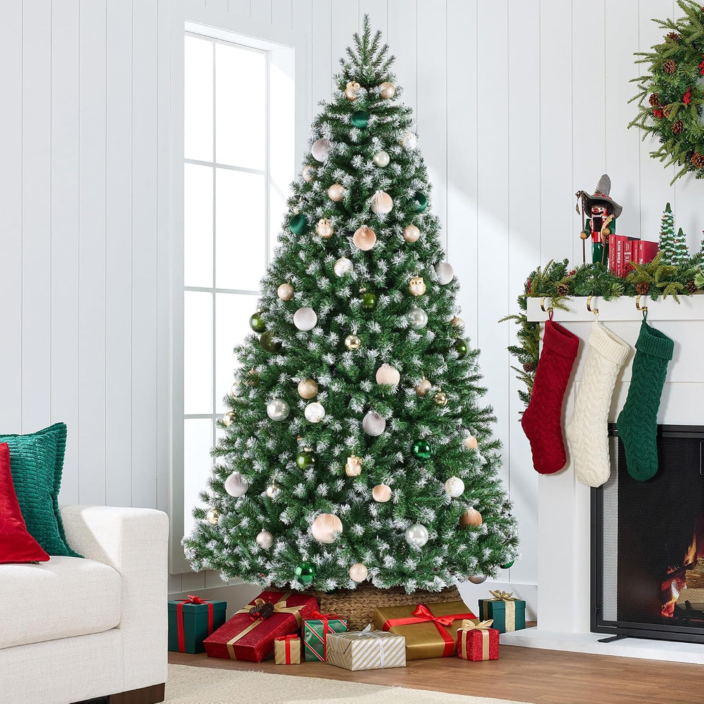 Artificial Frosted Christmas Tree, Premium Unlit Realistic Spruce Holiday Décor w/Dense Branches, Metal Base