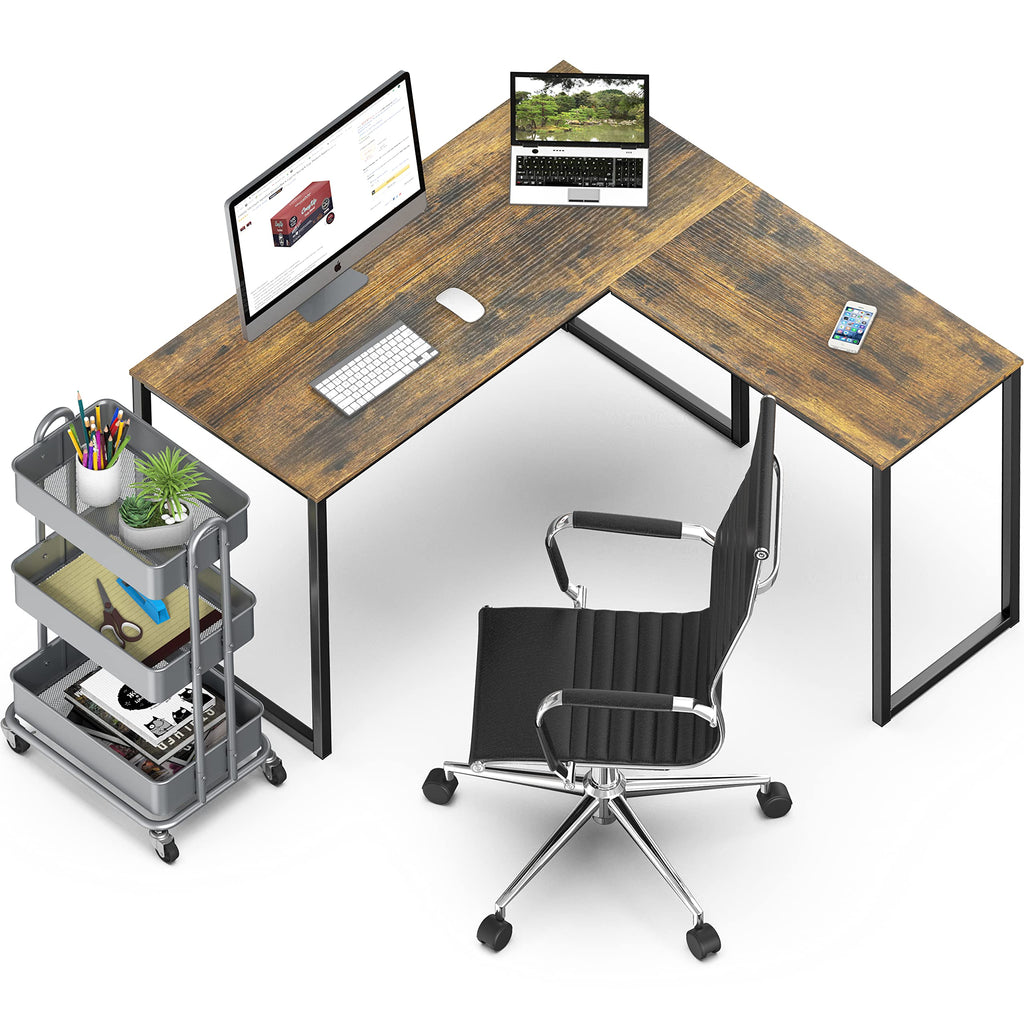 Mission 48 x 48 L-Shape Home Office Computer Desk, Rustic Brown