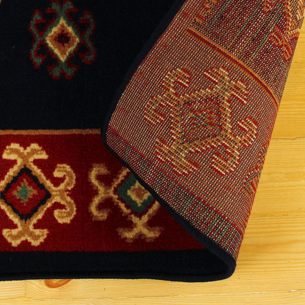 Southwestern Ornamental Border Medallion Ultra-Soft Indoor Area Rug or Runner, with Jute Backing, Anti-Static, 8' x