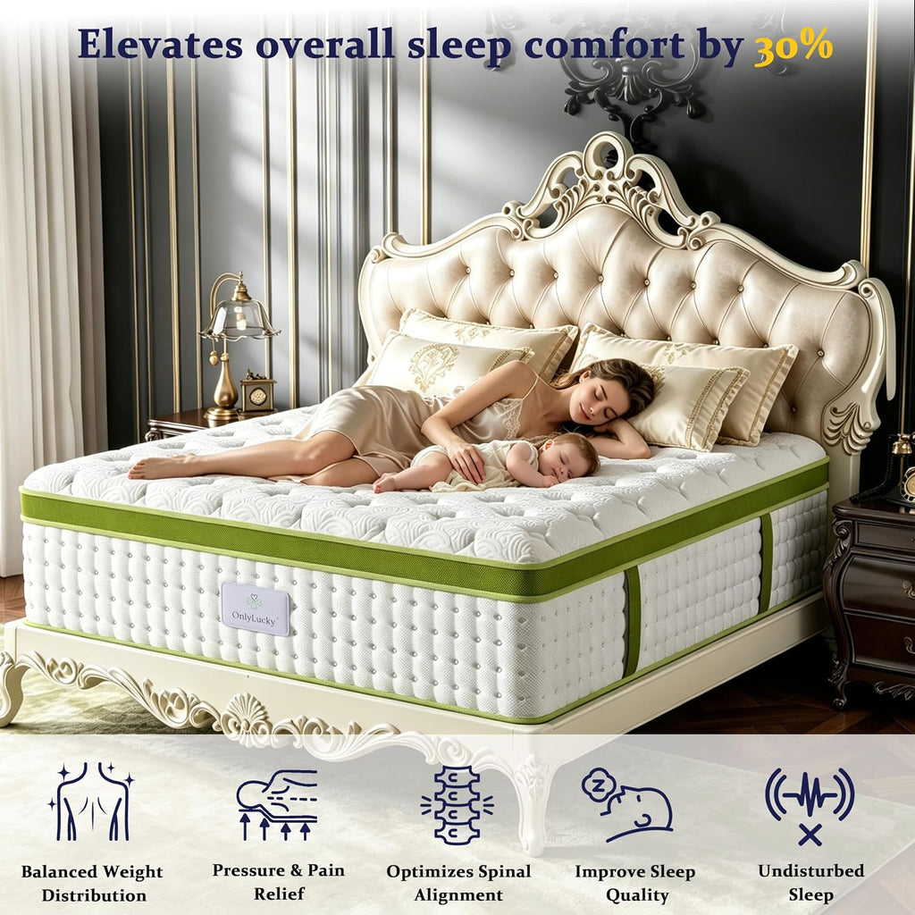 King Size Mattress 12 Inch, Luxury Hotel King Hybrid Mattress in a Box | Gel Memory Foam & 7-Zone Pocket Springs