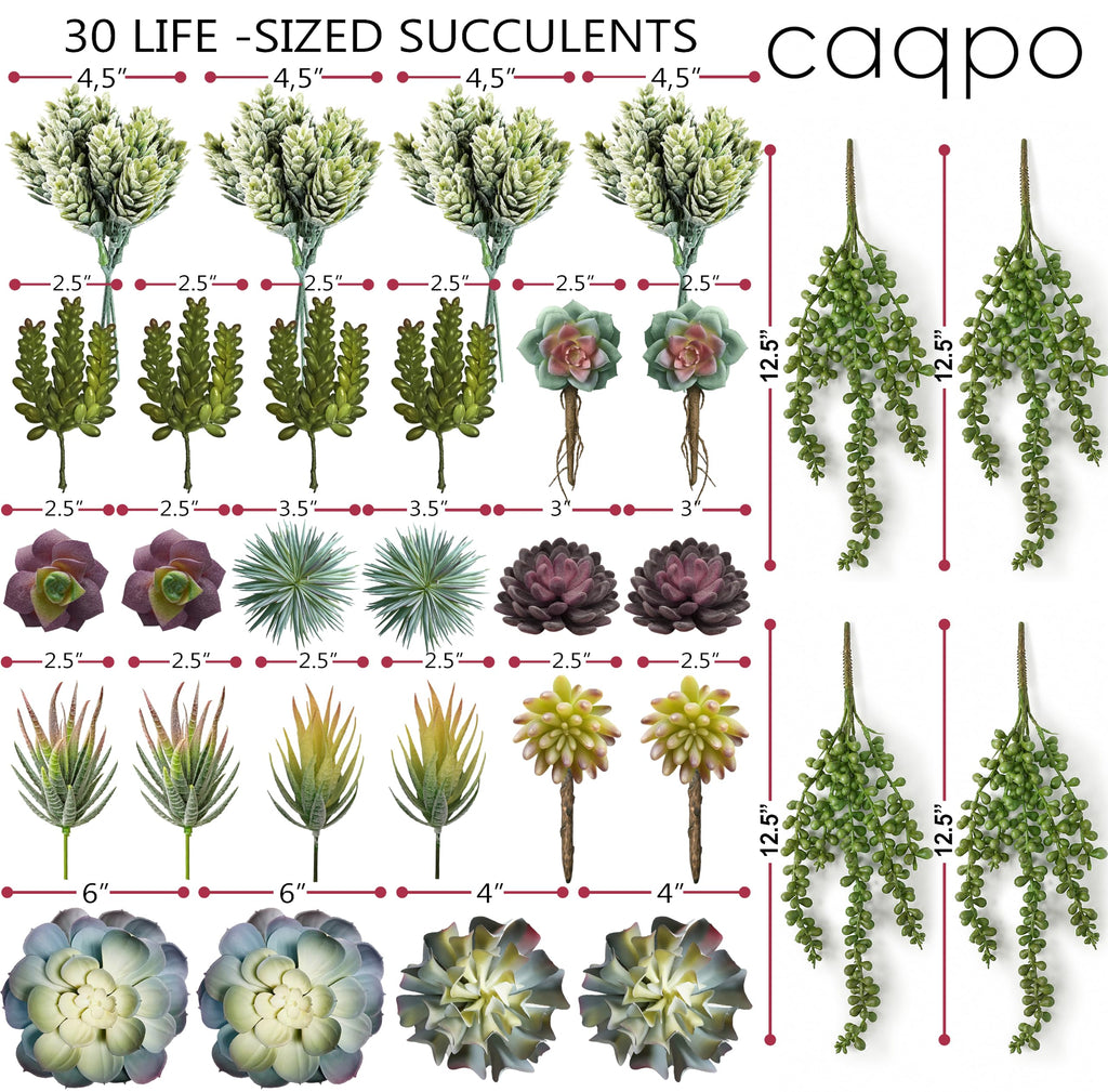 Premium Fake Succulents: Artificial Succulent Plants Decor - 30 Pack