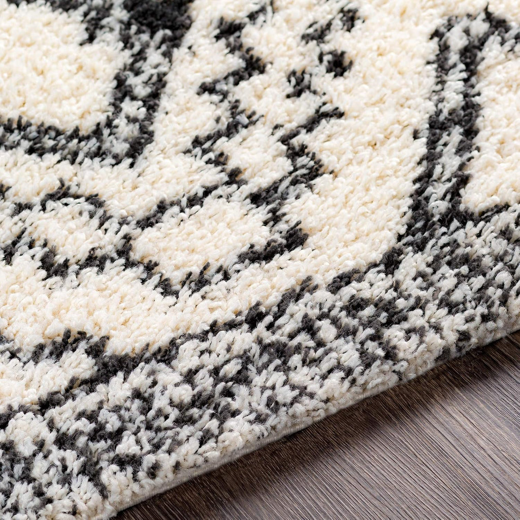 Moroccan Soft Ana Maria Shag Area Rug, Cream/Charcoal