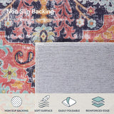Reine Boho 2'8"x10' Washable Hallway Kitchen Runner Rugs with Rubber Backing, Bohemian Non-Slip Soft
