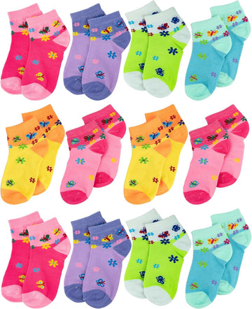 12 Pairs Girl Children Toddler Kids Cotton Ankle Socks