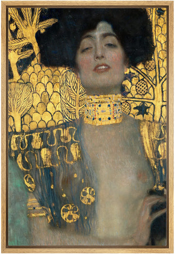 Framed Canvas Print Wall Art Judith & Head of Holofernes Gustav Klimt Classic Illustrations Fine Art Decorative