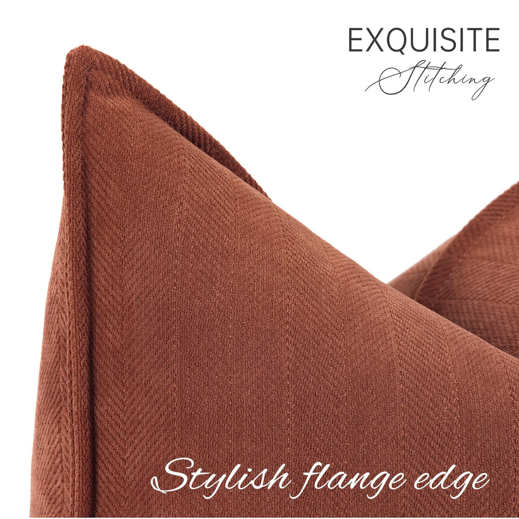 Throw Rust Pillow Covers 22x22 Set of 2 Chenille Fall Pillow Covers with Elegant Design Soft and Luxurious Decorative