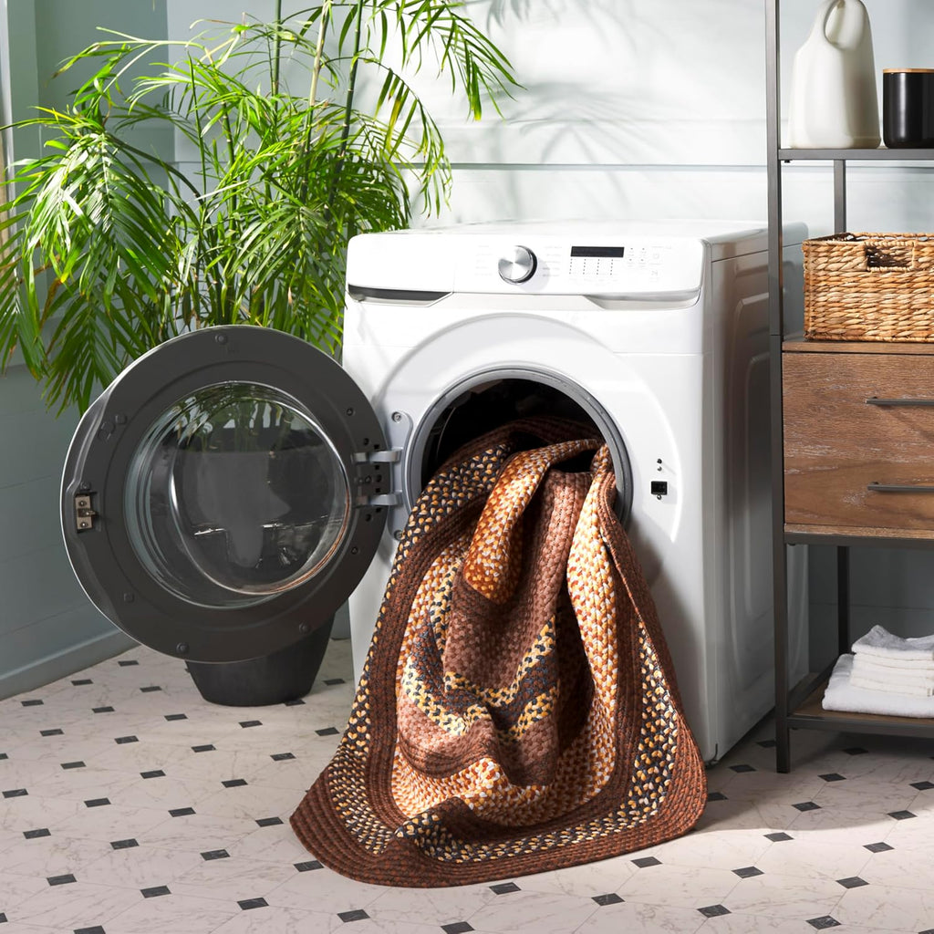 Braided Indoor/Outdoor Oval Rug, Brown & Light Brown BRD313T