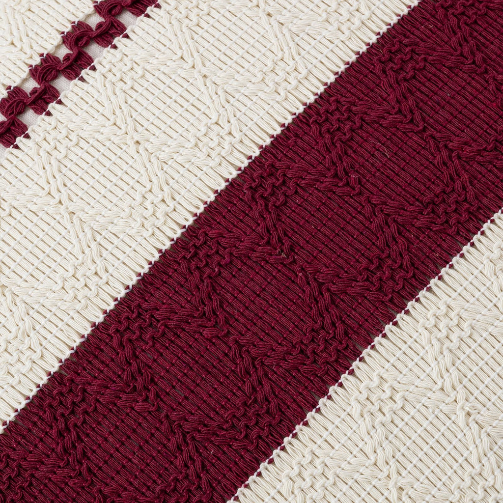 Set of 2 Burgundy Boho Decorative Throw Pillow Covers 20x20 Inch for Couch Bed Sofa, Aesthetic Modern Farmhouse