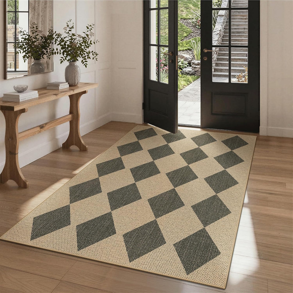 Area Rugs, Washable Outdoor Checkered Non Slip