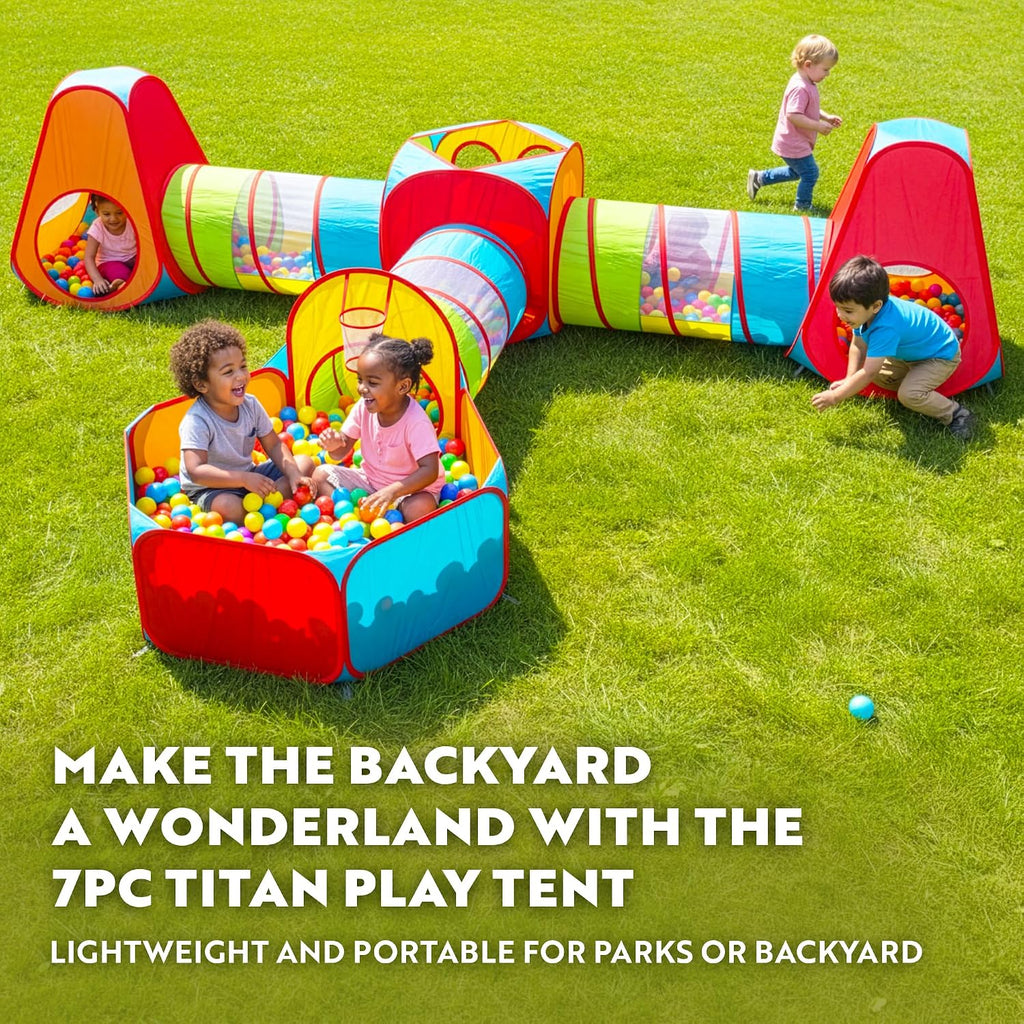 7pc Kids pop up Play Tent, Crawl Tunnel & Ball Pit for Toddlers