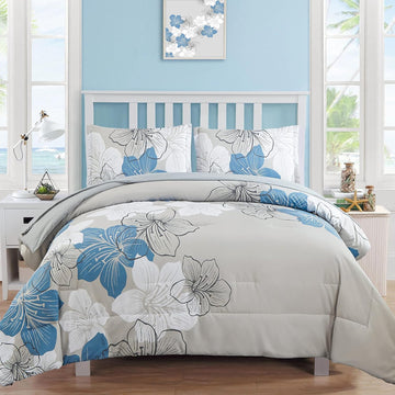 Floral Comforter Set, Blue Floral Comforter and Sheet Set