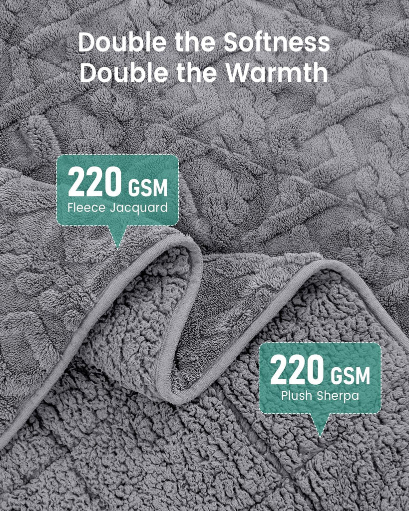 Weighted Blanket for Adults Twin Size 15 lbs, Dual Sided Soft Fuzzy Jacquard Sherpa Weighted Blankets for Sleeping
