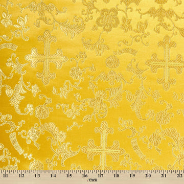 Metallic Church Cross Brocade Fabric 60 (Gold/Gold)