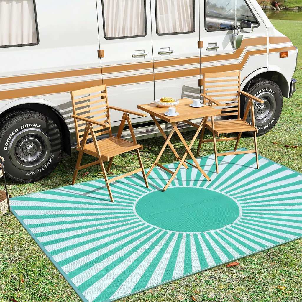 Outdoor Rug Waterproof - Portable Outdoor Camping RV Rug, Reversible Large Plastic Straw Patios Mat, Outside