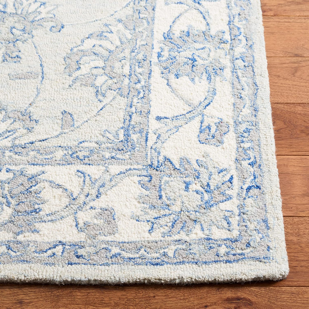 Micro-Loop Area Rug - 9' x 12', Light Blue & Ivory, Handmade Wool