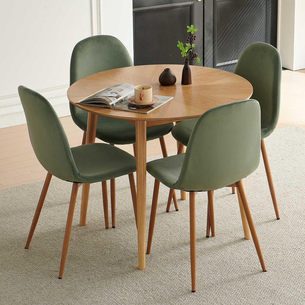 Velvet Dining Chairs Set of 4 - Modern Upholstered Chairs with Metal Legs for Living, Bedroom, Dining Room - Green